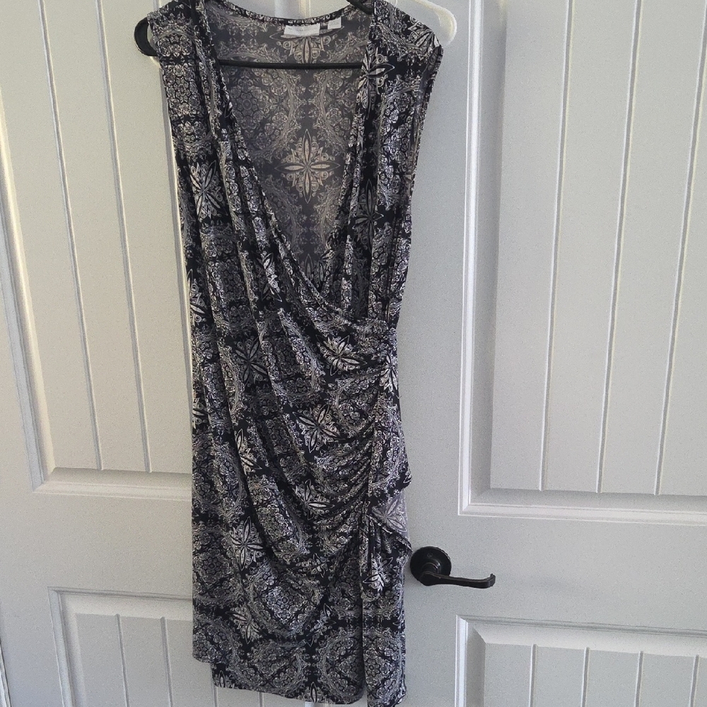 New York & Company Black and White Wrap Style Dress